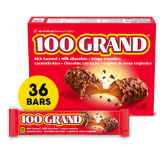 100 Grand crispy milk chocolate caramel full-size bar ready to enjoy.