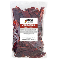 1400S Spices California dried whole Anaheim peppers ideal for authentic enchiladas and salsas.