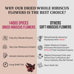 Dried hibiscus bulk bag from 1400S SPICES for versatile beverages and recipes