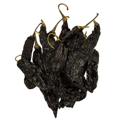 1400S SPICES Pasilla Negro Chilaca chiles close-up dried for rich aroma.