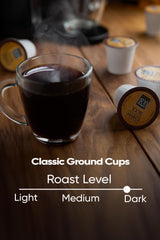 Café 1820 Classic dark roast brew in mug with rich, balanced profile