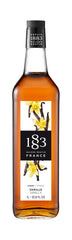 1883 Maison Routin vanilla syrup bottle enhances coffees and desserts with rich vanilla flavor
