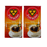 3 CORAÇÕES traditional ground coffee pack front view showing balanced medium roast.