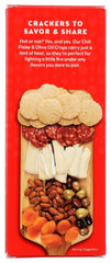 34 Degrees Chili Flake Olive Oil Crisps serving plate with cheese pairing.