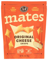 34 Degrees Crisps Original Cheese Mts bag close-up, premium snack for versatile meals.