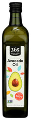 365 Avocado Oil bottle pour shows smooth flow for high-heat cooking.