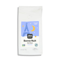365 by Whole Foods Market Bonne Nuit coffee pack front showing premium dark roast
