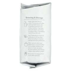 365 by Whole Foods Buzz Free Decaf Ground Coffee label kosher closeup emphasizes certified quality