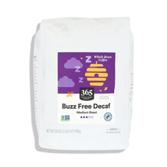 365 by Whole Foods Buzz Free decaf coffee beans ready for brewing