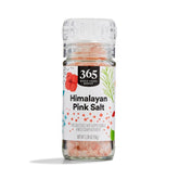 365 by Whole Foods Himalayan Pink Salt Grinder seen from the front, ideal for table seasoning.