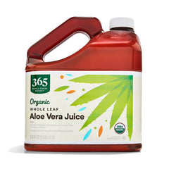 365 by Whole Foods Market aloe vera juice bottle, ideal for smoothies and daily hydration.
