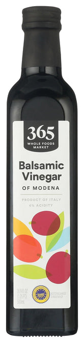 365 by Whole Foods Market balsamic vinegar Modena bottle, ideal for dressings.