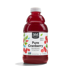 365 by Whole Foods Market cranberry juice bottle, crisp pour for refreshing everyday hydration