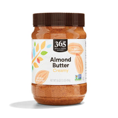 365 by Whole Foods Market creamy almond butter jar with smooth texture for easy spreading