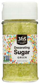 365 by Whole Foods Market Green Decorating Sugar bottle pour — adds subtle color and shimmer