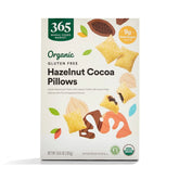 365 by Whole Foods Market hazelnut cocoa pillows box front, gluten-free breakfast option.