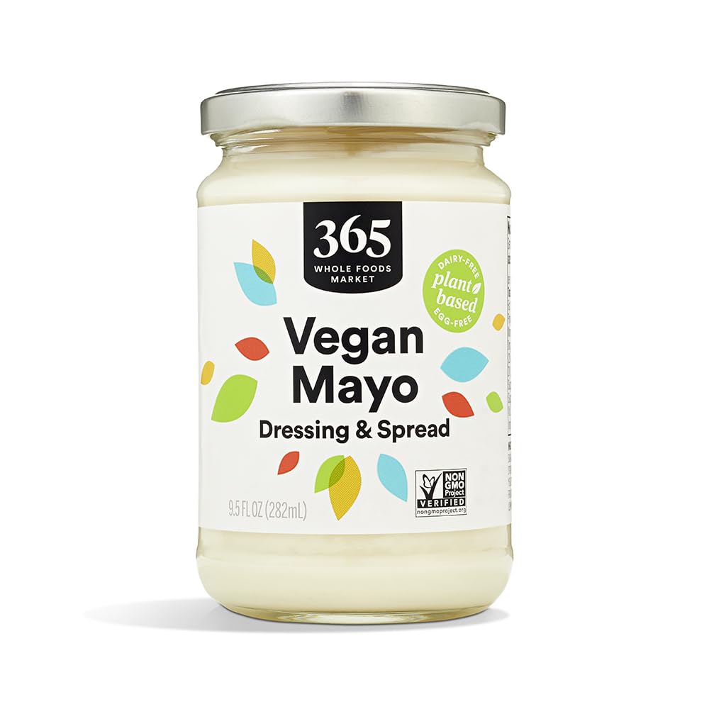 365 by Whole Foods Market mayo dressing bottle pour enhances sandwiches with creamy, versatile flavor.