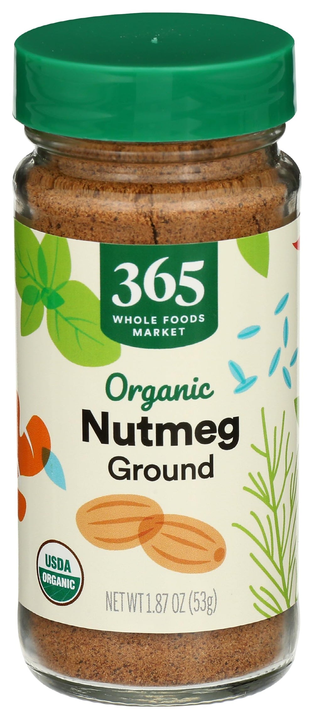 365 by Whole Foods Market organic nutmeg ground in a glass jar for baking