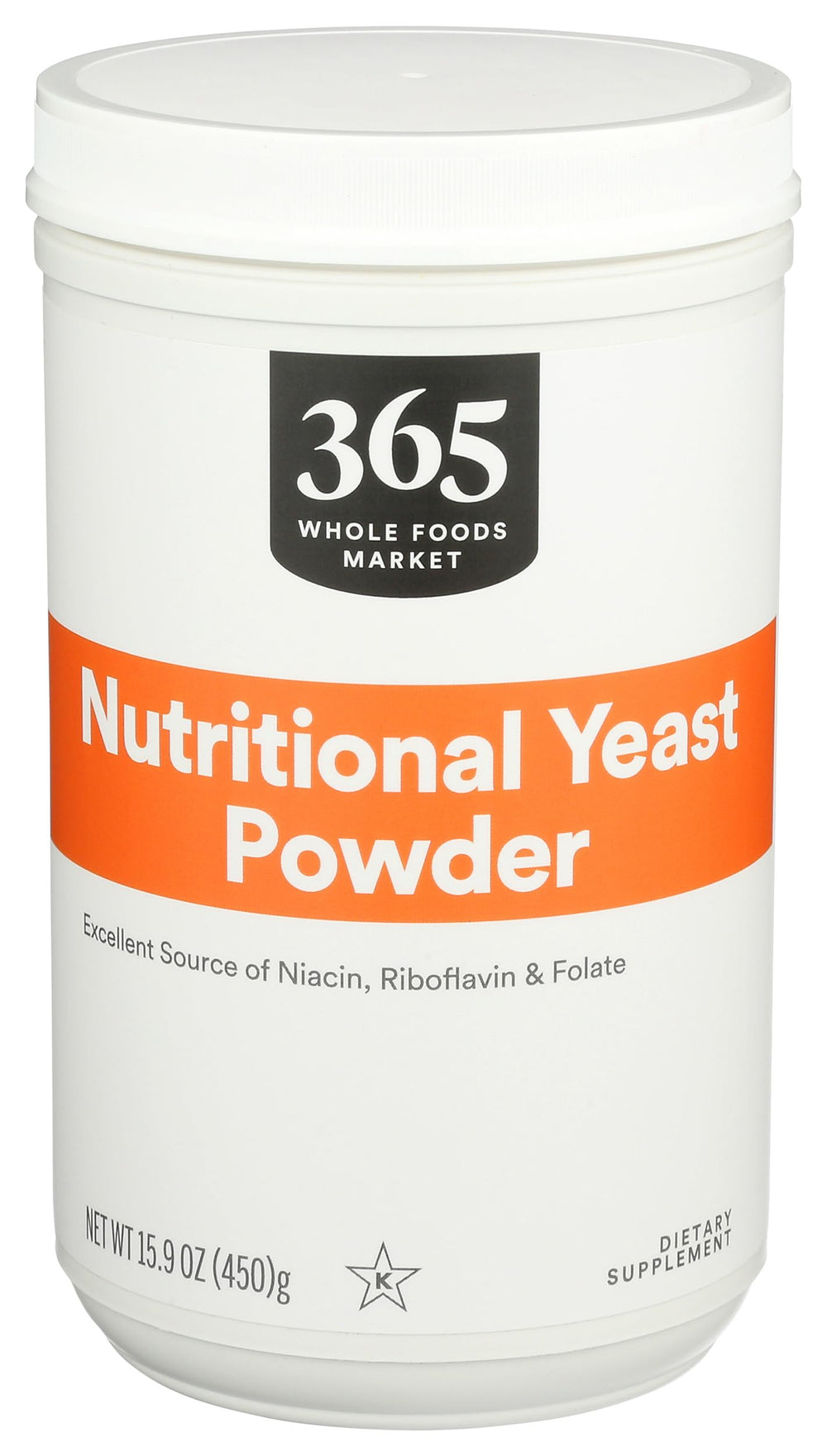 365 by Whole Foods Market Nutritional Yeast front label highlights premium flavor-boosting supplement