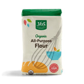 365 by Whole Foods Market organic all-purpose flour in a front bag view for versatile baking
