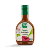 365 by Whole Foods Market Organic Balsamic Vinaigrette bottle highlights tangy-sweet flavor for salads