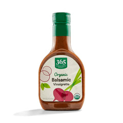 365 by Whole Foods Market Organic Balsamic Vinaigrette bottle highlights tangy-sweet flavor for salads