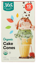 365 by Whole Foods Market organic cake cup cone packaging highlighting simple ingredients.