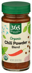 365 by Whole Foods Market Organic Chili Powder Blend packaging signals organic quality for flavorful meals