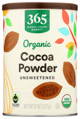 365 by Whole Foods Market organic cocoa powder 8 oz jar, rich baking flavor