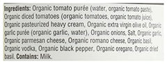 Close-up of 365 by Whole Foods Market organic creamy vodka pasta sauce with organic cream