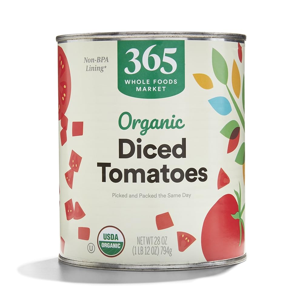 365 by Whole Foods Market Organic Diced Tomatoes in Juice can on shelf for easy sauces