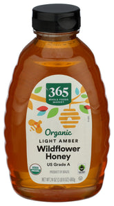 365 by Whole Foods Market organic light amber wildflower honey bottle for tea and toast