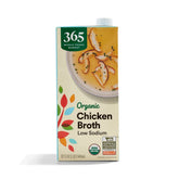 365 by Whole Foods Market organic low-sodium broth with an easy-open cap for quick soups.