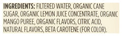 365 by Whole Foods Market Organic Mango Lemonade label closeup highlighting ingredients