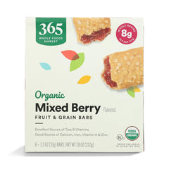 365 by Whole Foods Market organic mixed berry cereal bar pack for on-the-go snacking.