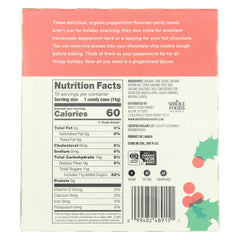 Close-up of 365 by Whole Foods Market peppermint candy cane highlighting organic flavor