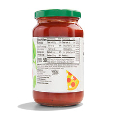 365 by Whole Foods Market Organic Pizza Sauce closeup label shows no sugar added for mindful cooking