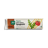 365 by Whole Foods Market organic whole-wheat spaghetti packaging showcases clean ingredients for simple weeknight meals.