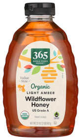 365 by Whole Foods Market organic wildflower honey in a 32oz squeeze bottle for easy pouring