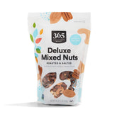 365 by Whole Foods Market roasted salted deluxe mixed nuts in resealable bag for on-the-go snacking