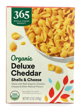 365 by Whole Foods Market Organic Deluxe Cheddar Shells pack shot for quick weeknight dinners