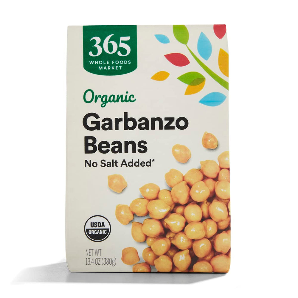 365 by Whole Foods Market garbanzo beans no salt added can, fiber rich pantry staple.