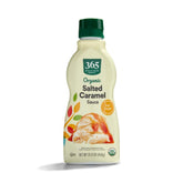 365 by Whole Foods Organic Salted Caramel Sauce jar front, versatile dessert topping.