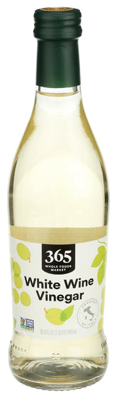 365 by Whole Foods white wine vinegar bottle for bright dressings and marinades.