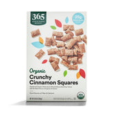365 by Whole Foods Market Crunchy Cinnamon Squares cereal in a bowl for quick breakfast.