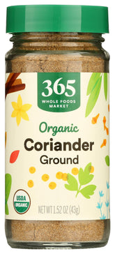 365 by Whole Foods Market Organic Ground Coriander bottle front view for curries