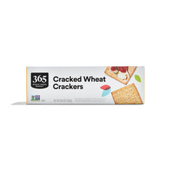 365 by Whole Foods Market cracked wheat crackers packaging, a pantry staple for quick snacking