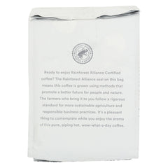 365 Island Blend coffee bag back label with certifications signals responsible sourcing