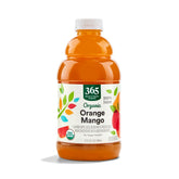 365 by Whole Foods Market Organic Orange Mango Juice bottle pour, refreshing breakfast option