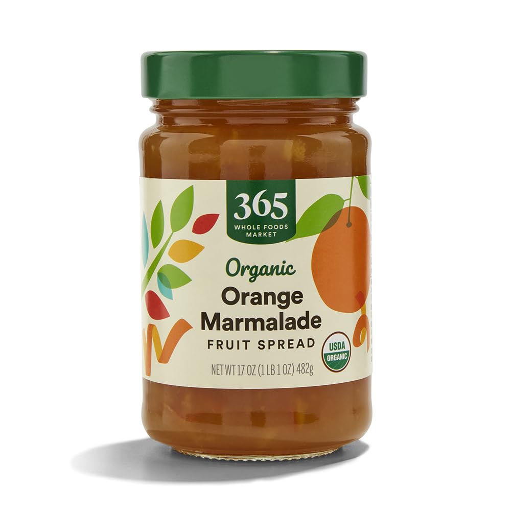 365 Orange Marmalade glass jar showcases real citrus and clean ingredients for everyday breakfast.